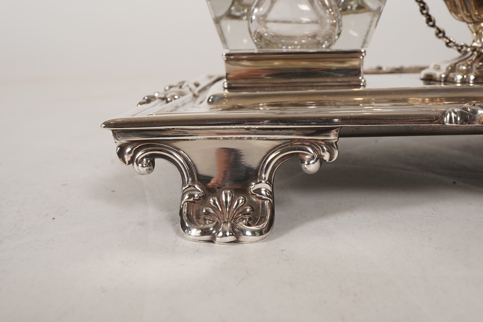 A William IV silver ink stand, by Henry Wilkinson & Co Ltd